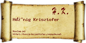 Hönig Krisztofer névjegykártya